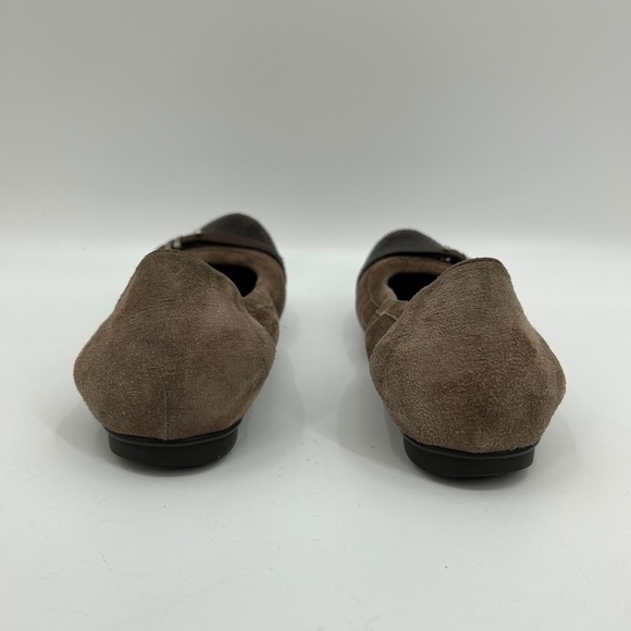 AGL Bella Ballet Flat Brown Suede Buckle Snakeskin Cap Toe Flat Shoes Size 8.5 - Picture 7 of 9